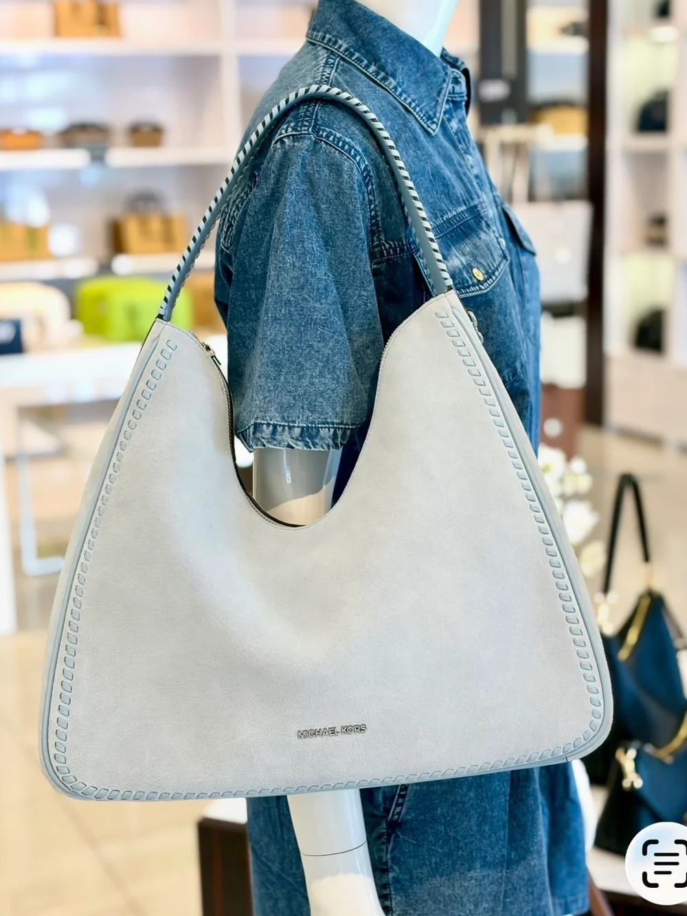 Michael Kors Nayla Medium Suede Hobo Shoulder Bag